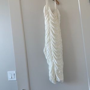White midi ruched dress